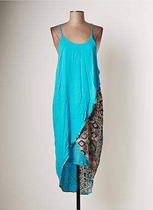 Robe longue imprimé fantaisie fines bretelles bleu BAMBOO'S femme