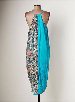 Robe longue imprimé fantaisie fines bretelles bleu BAMBOO'S femme