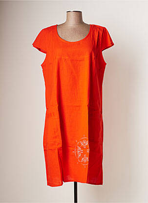 Robe mi-longue manches courtes manches courtes orange BAMBOO'S femme