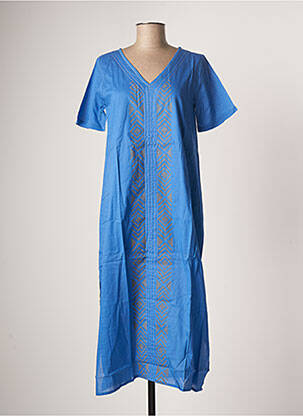 Robe longue manches courtes manches courtes bleu BAMBOO'S femme