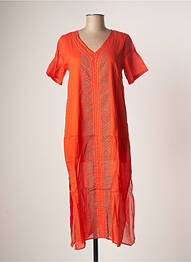 Robe longue manches courtes manches courtes orange BAMBOO'S femme