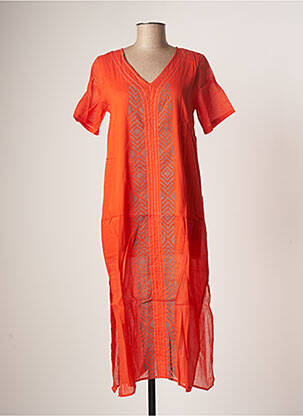 Robe longue manches courtes manches courtes orange BAMBOO'S femme