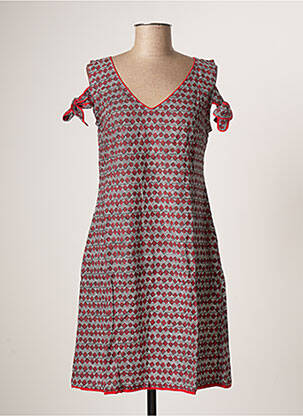 Robe mi-longue imprimé fantaisie sans manche rouge BAMBOO'S femme