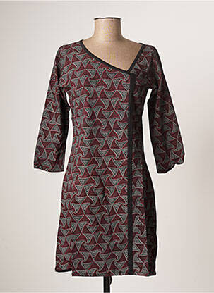 Robe mi-longue imprimé fantaisie manches courtes marron BAMBOO'S femme