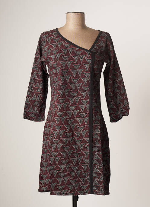 Robe mi-longue imprimé fantaisie manches courtes marron BAMBOO'S femme