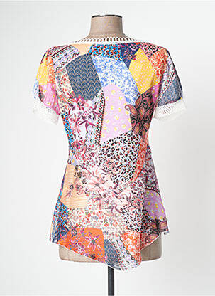 Top tissage crêpe manches courtes orange LO! LES FILLES femme