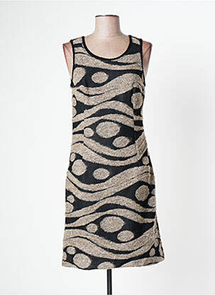 Robe mi-longue imprimé fantaisie sans manche noir LO! LES FILLES femme
