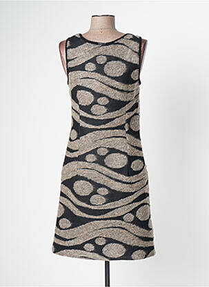 Robe mi-longue imprimé fantaisie sans manche noir LO! LES FILLES femme
