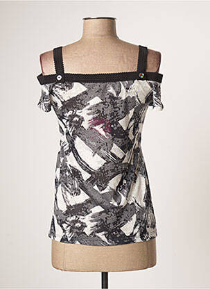 Top col carré manches courtes gris LO! LES FILLES femme