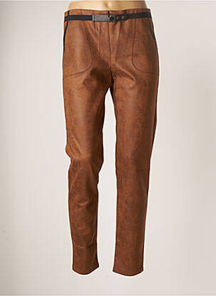 Pantalon slim stretch taille haute marron LO! LES FILLES femme