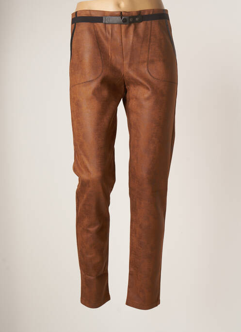 Pantalon slim stretch taille haute marron LO! LES FILLES femme