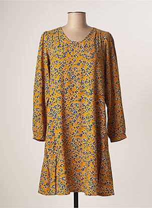 Robe mi-longue imprimé fleurs manches 3/4 jaune AGATHE & LOUISE femme