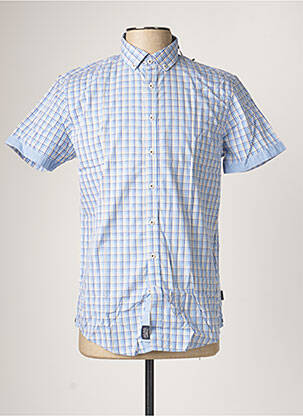 Chemise manches courtes imprimé carreaux bleu IZAC homme