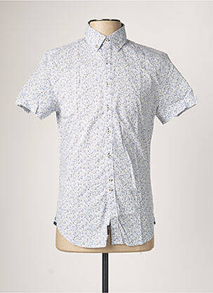 Chemise manches courtes coupe cintrée bleu IZAC homme