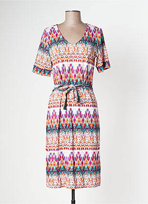 Robe mi-longue manches courtes manches courtes violet BRANDTEX femme