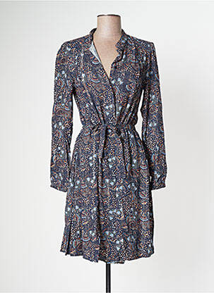 Robe mi-longue manches longues manches longues bleu JULIE GUERLANDE femme
