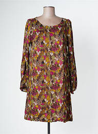 Robe mi-longue coupe fluide manches longues marron LOLA ESPELETA femme