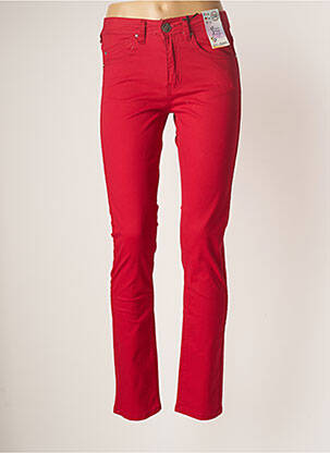 Pantalon slim tissage popeline taille normale rouge QUATRE VINGT JOURS femme