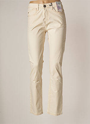 Pantalon slim tissage popeline taille normale beige QUATRE VINGT JOURS femme