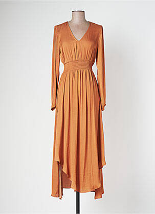 Robe mi-longue manches longues manches longues marron LES P'TITES BOMBES femme