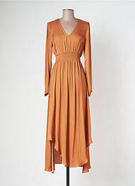 Robe mi-longue manches longues manches longues marron LES P'TITES BOMBES femme
