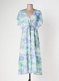Robe mi-longue coupe fluide manches courtes vert LES P'TITES BOMBES femme