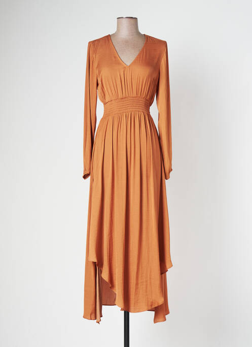 Robe mi-longue manches longues manches longues marron LES P'TITES BOMBES femme