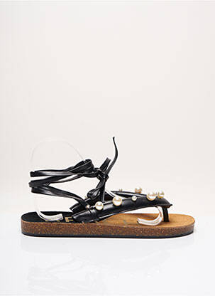 Tongs fermeture lacets talon plat jusqu'à 3cm noir THE HOLY BEACH femme