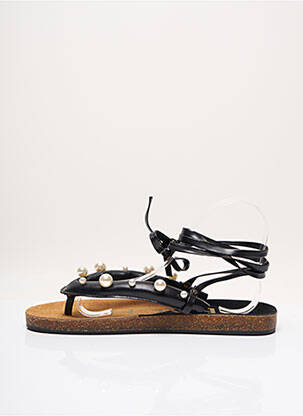 Tongs fermeture lacets talon plat jusqu'à 3cm noir THE HOLY BEACH femme
