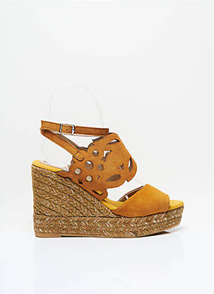 Espadrilles nubuck talon de 7 à 9cm marron DORKING femme