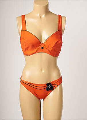 Maillot de bain 2 pièces stretch haut soutien-gorge emboitant orange JANINE ROBIN femme