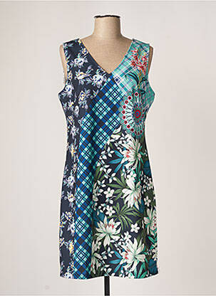 Robe mi-longue imprimé fleurs sans manche vert 101 IDEES femme