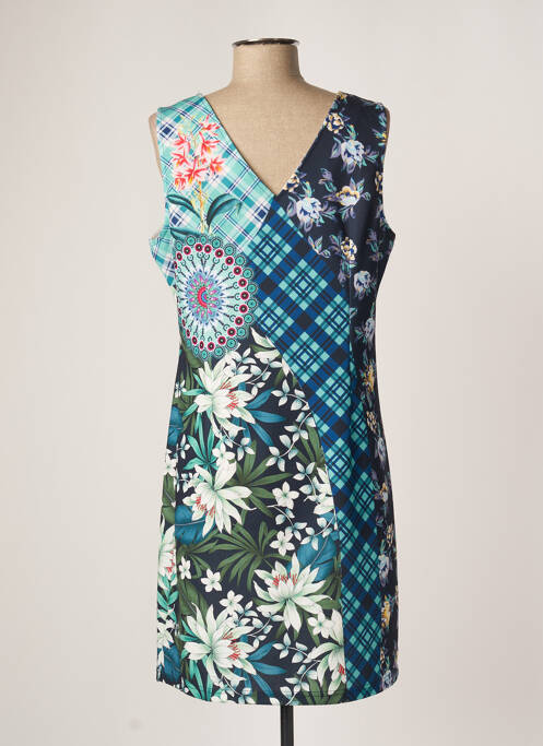 Robe mi-longue imprimé fleurs sans manche vert 101 IDEES femme