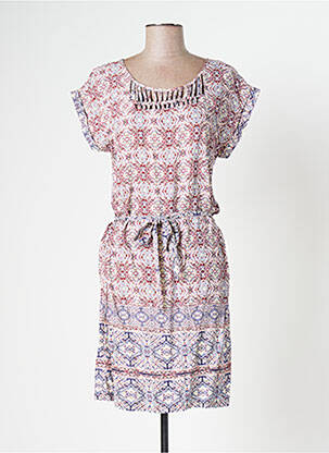 Robe mi-longue fermeture zippée au dos manches courtes rose BEST MOUNTAIN femme