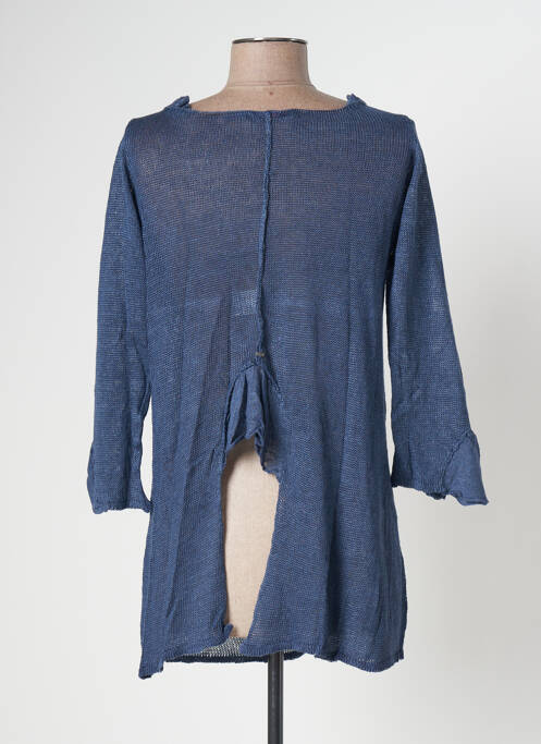 Pull tunique manches 3/4 manches 3/4 bleu LUNATISME femme