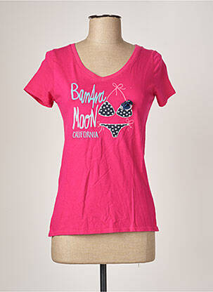 T-shirt col v manches courtes rose BANANA MOON femme