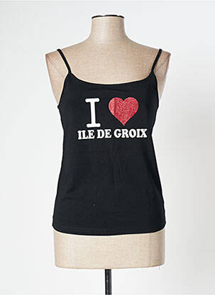 T-shirt imprimé fantaisie fines bretelles noir COTTON MADE femme
