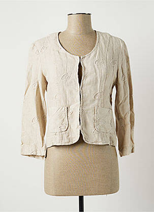 Veste casual col rond beige POUSSIERE D'ETOLE femme