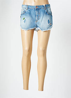 Short fermeture zippée sous rabat boutonné bleu BSB femme