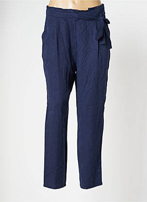 Pantalon droit taille à pinces taille haute bleu LA P'TITE ETOILE femme