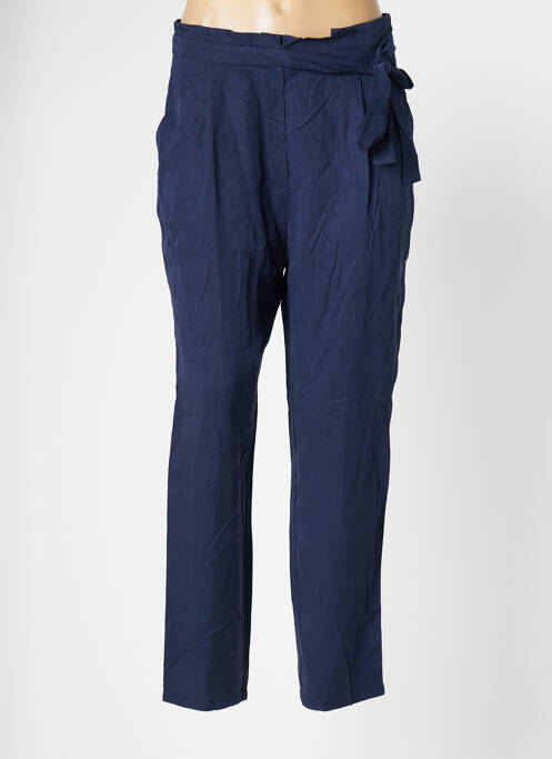 Pantalon droit taille à pinces taille haute bleu LA PETITE ETOILE femme