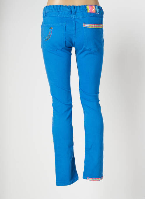 Pantalon droit fermeture zippée sous rabat boutonné taille ajustable bleu J&JOY fille
