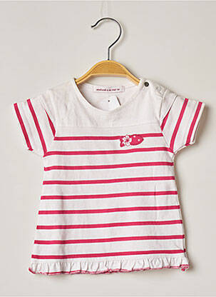 T-shirt stretch manches courtes rose WEEK END A LA MER fille