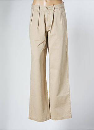 Pantalon chino fermeture zippée sous rabat boutonné taille haute beige DENIMIST femme