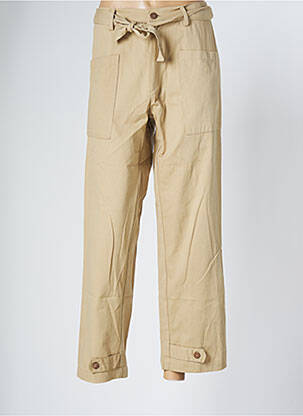 Pantalon droit tissage popeline taille normale beige CHARLIE JOE femme
