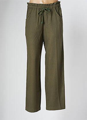 Pantalon droit tissage crêpe taille normale vert XIRENA femme