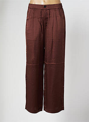 Pantalon large fermeture zippée sous rabat boutonné taille normale marron 6397 femme