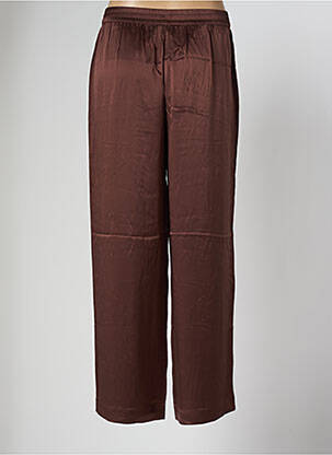 Pantalon large fermeture zippée sous rabat boutonné taille normale marron 6397 femme