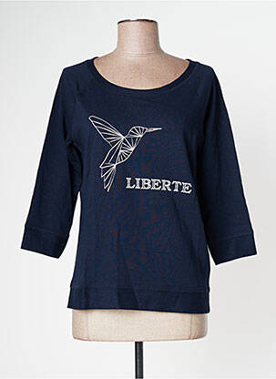 Sweat-shirt stretch manches 3/4 bleu FILLANDISES femme