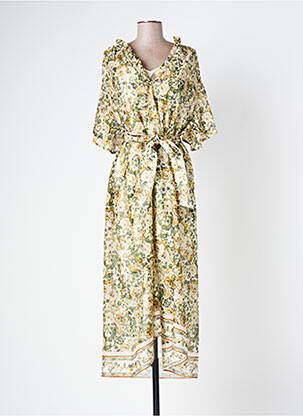Robe longue manches courtes manches courtes vert BELLE PIÈCE femme
